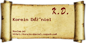 Korein Dániel névjegykártya